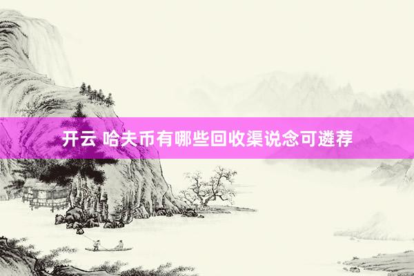 开云 哈夫币有哪些回收渠说念可遴荐