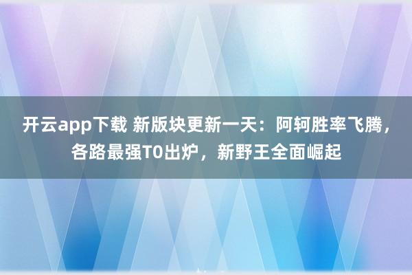 开云app下载 新版块更新一天：阿轲胜率飞腾，各路最强T0出炉，新野王全面崛起