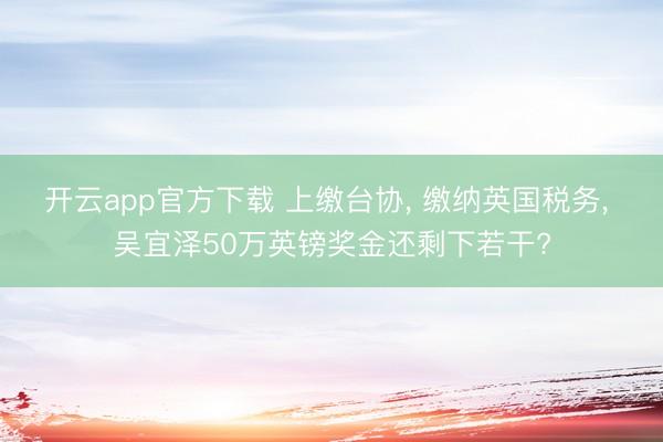 开云app官方下载 上缴台协， 缴纳英国税务， 吴宜泽50万英镑奖金还剩下若干?